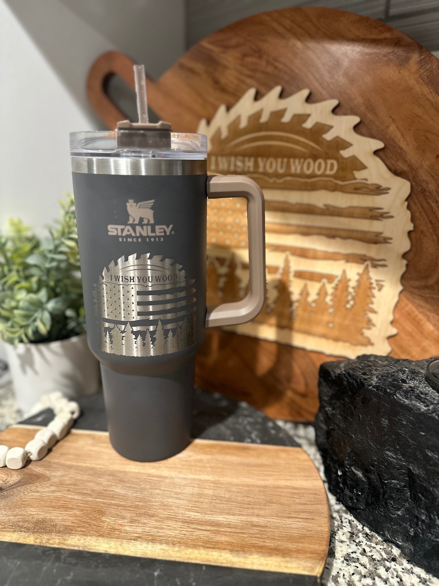 40oz Engraved Stanley Cup Tumbler with Handle – Pixels and Wood